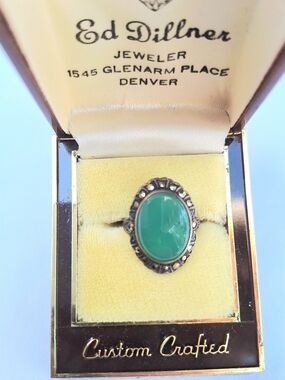 Vintage Sterling Chrysoprase Cocktail Ring